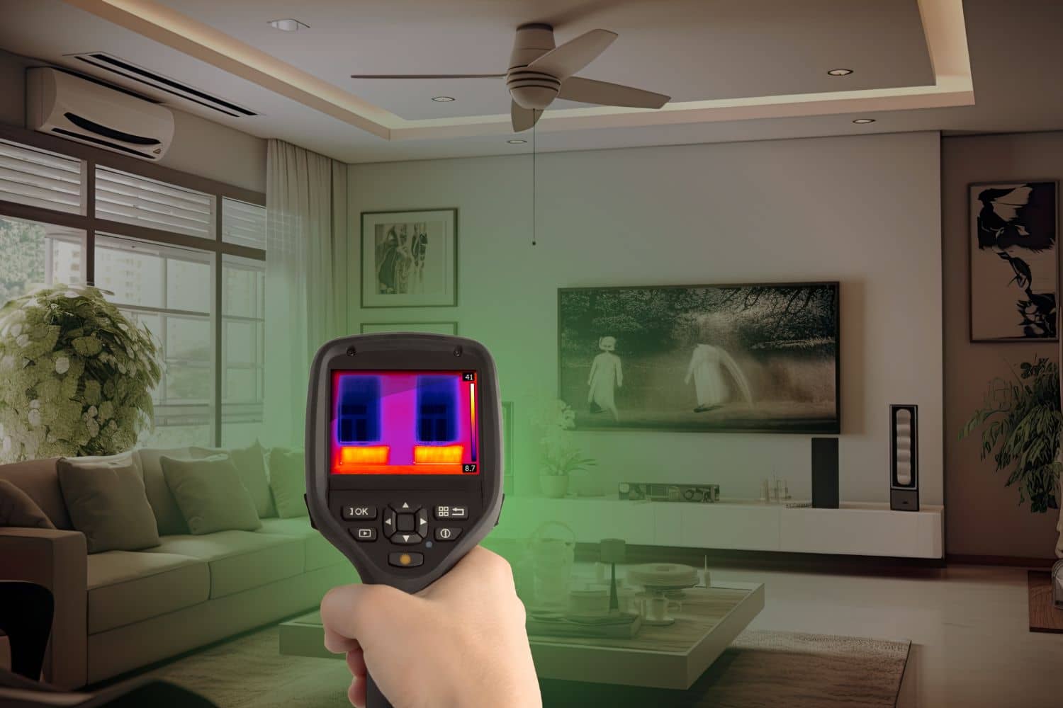 Thermal moisture scan inside a residential room